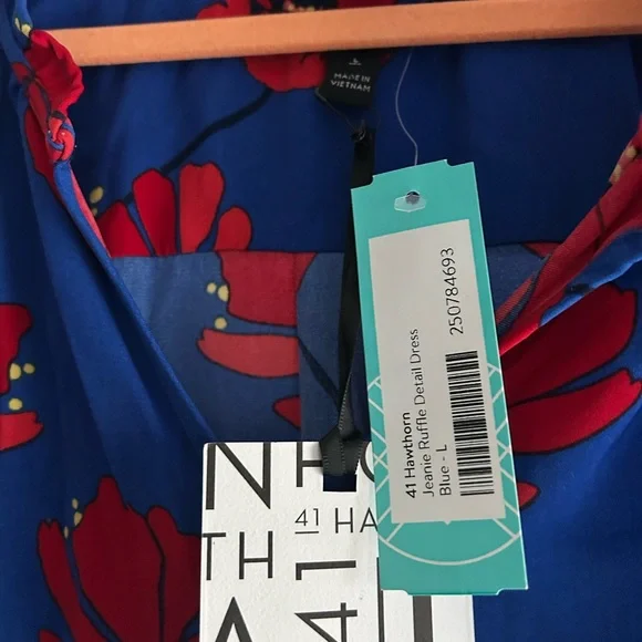 41 Hawthorn Red and Blue Cowl Neck Sundress - Picture 5 of 6